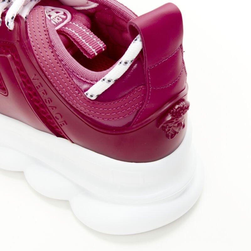 VERSACE Chain Reaction fuschia rose blanc chunky sneaker EU36 US6 en vente 3