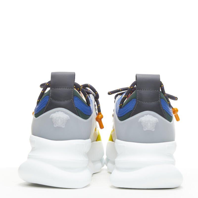 Versace Chain Reaction or Barocco twill jaune bleu daim sneaker EU40 US7 Pour hommes en vente