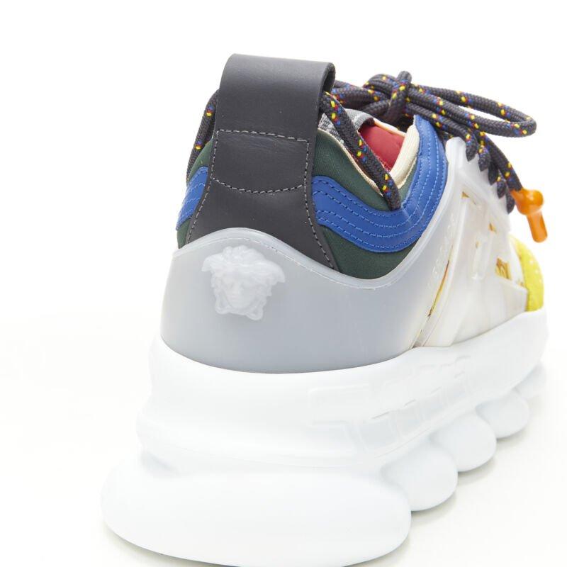 Versace Chain Reaction or Barocco twill jaune bleu daim sneaker EU40 US7 en vente 4