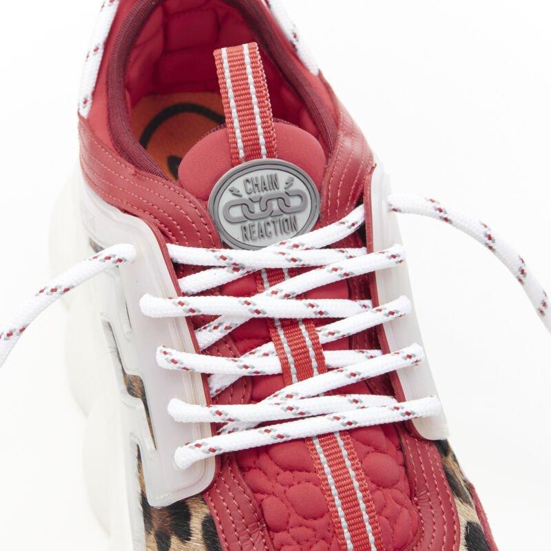 VERSACE Chain Reaction Rouge Wild Leopard low chunky sneaker EU38 US5 en vente 5
