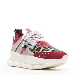 VERSACE Chain Reaction Red Wild Leopard low chunky sneaker EU38 US5