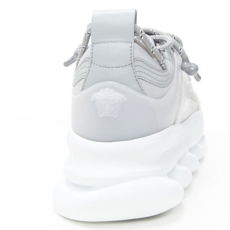 VERSACE Chain Reaction Reflective Silver Crystal Rhinestone sneaker EU42 US9 6