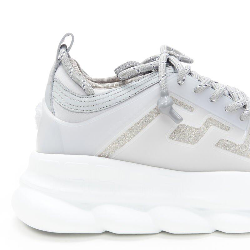 VERSACE Chain Reaction Riflessivo Argento Cristallo Strass sneaker EU42 US9 in vendita 7