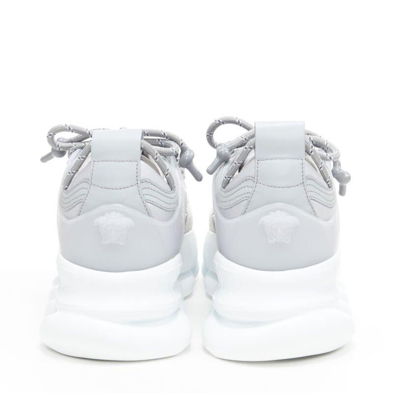 VERSACE Chain Reaction Riflessivo Argento Cristallo Strass sneaker EU42 US9 in vendita 1