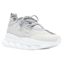 VERSACE Cadena Reacción Reflectante Plata Cristal Rhinestone zapatilla EU42 US9