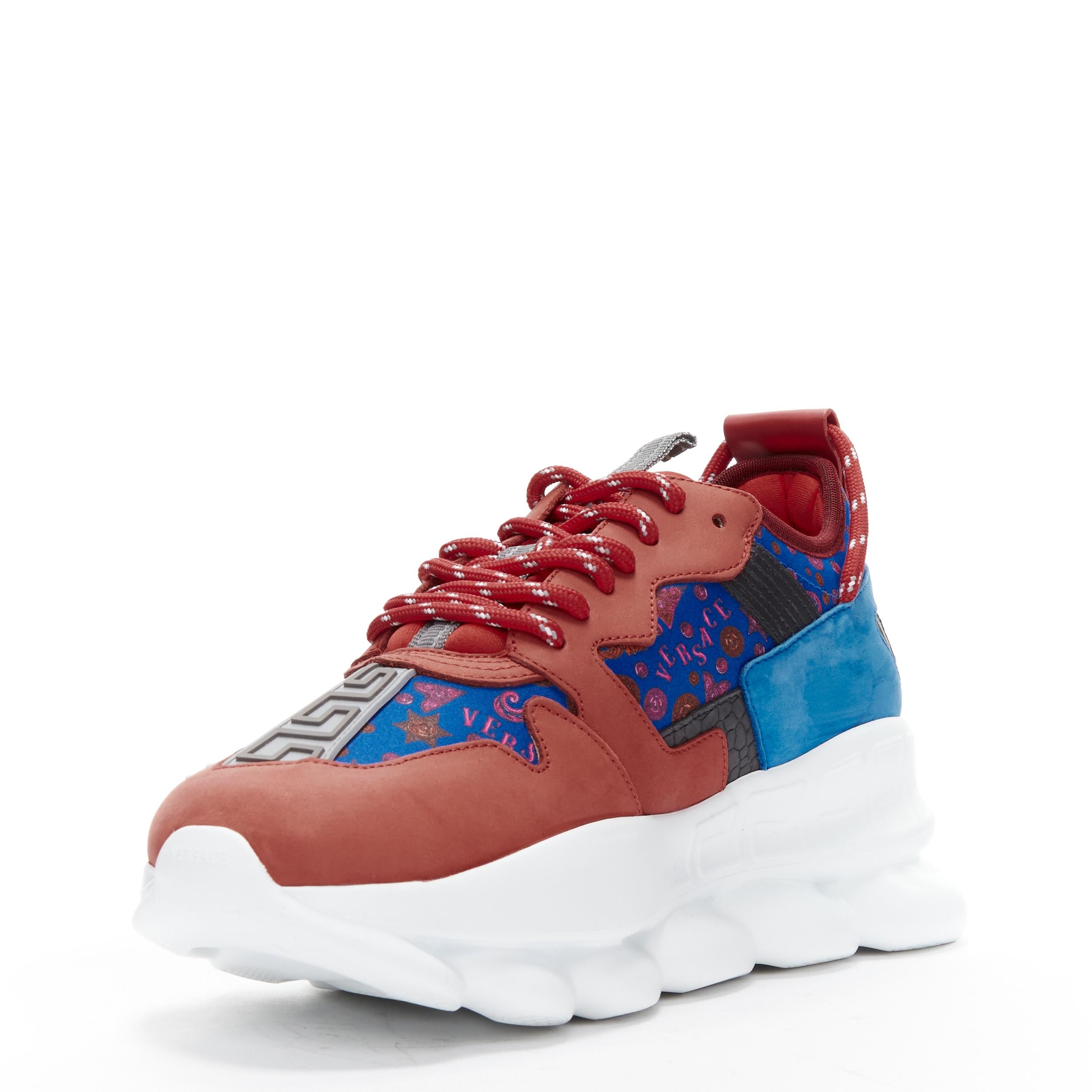 Beige VERSACE Chain Reaction Salehe Bembury Red Medallion blue sneaker EU40.5 For Sale
