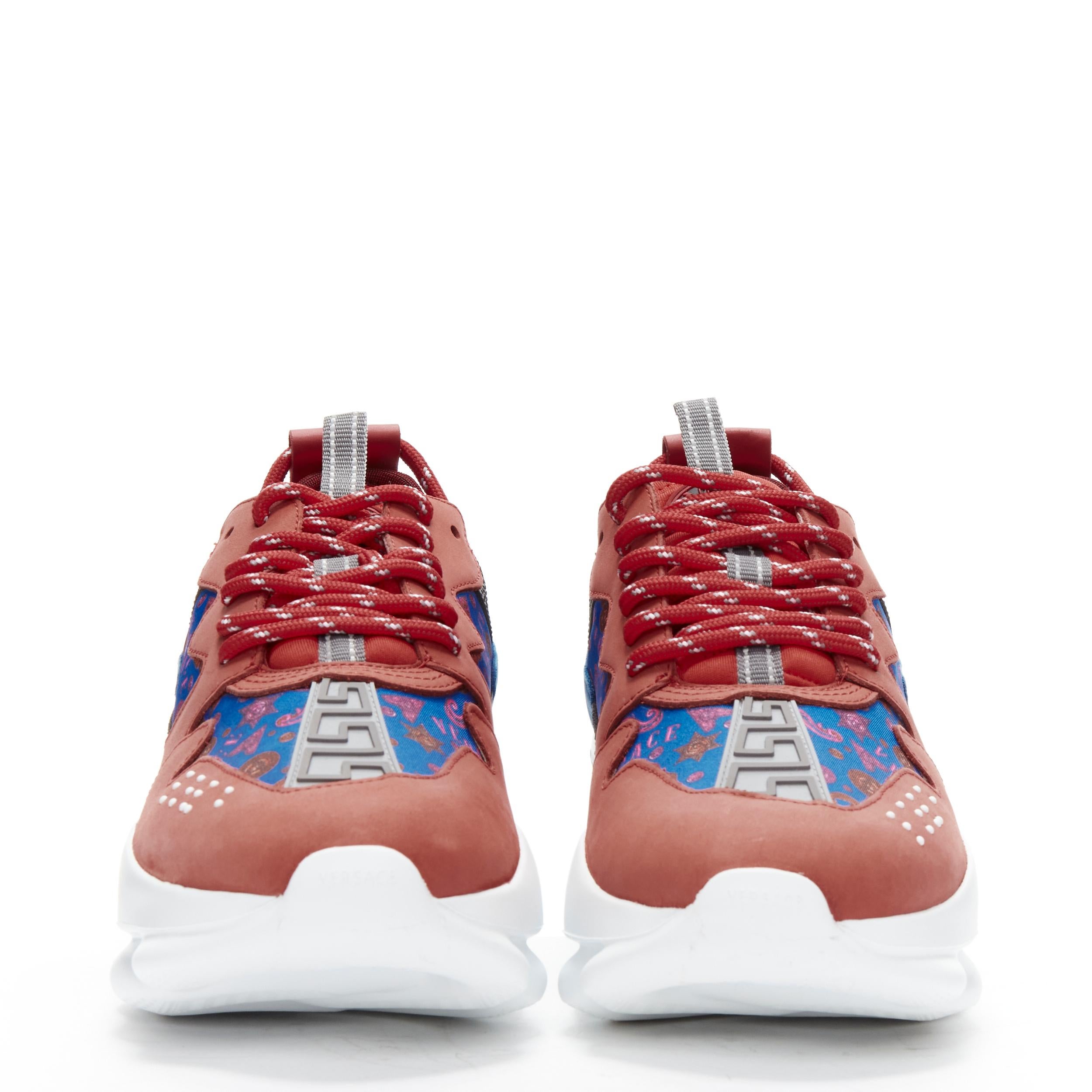 VERSACE Chain Reaction Salehe Bembury Red Medallion blue sneaker EU40.5 In Excellent Condition For Sale In Hong Kong, NT