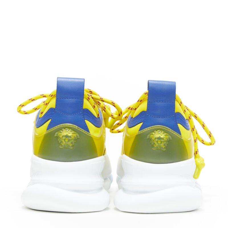 Women's VERSACE Chain Reaction yellow blue low top chunky sole dad sneaker EU38 US8