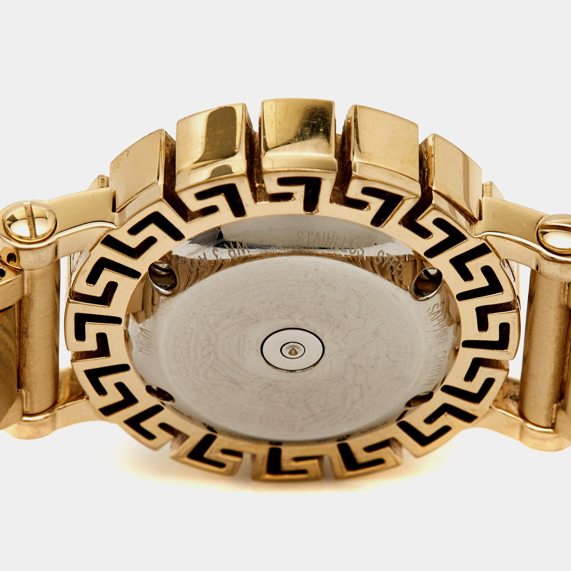 Women's Versace Champagne Stainless Steel Greca Glam VE2Q00422 Wristwatch 29 mm