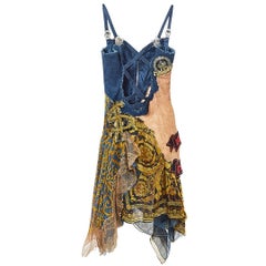 Versace Chaos Couture Embellished Denim Dress Spring/Summer 2005  Size 38IT