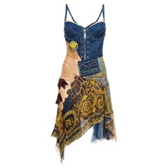 Versace Chaos Couture Embellished Denim Dress Spring/Summer 2005 Size 38IT