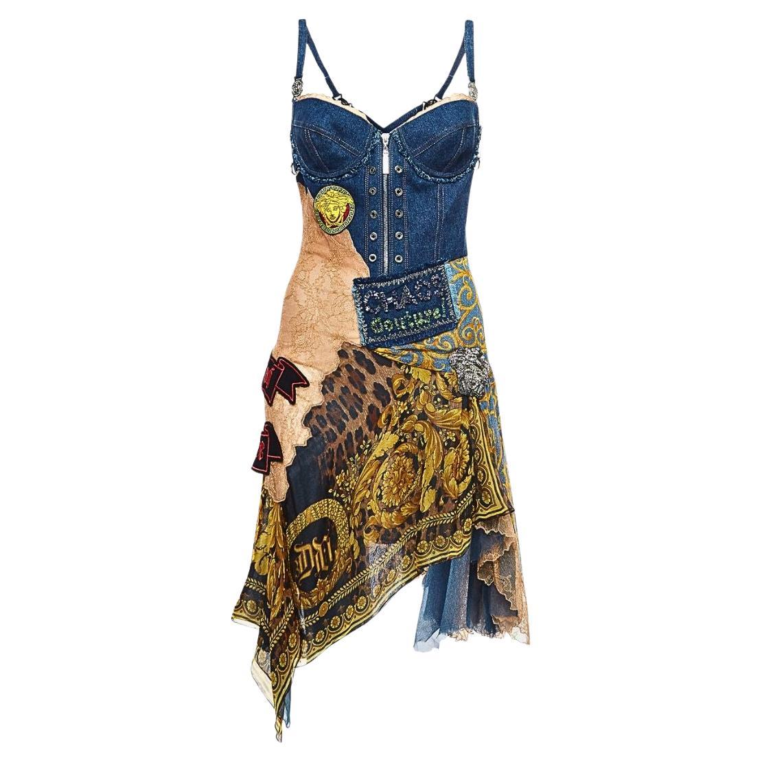 Versace Chaos Couture Vestido vaquero adornado Primavera/Verano 2005  Talla 38IT en venta