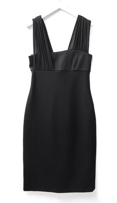 Versace Chiffon Träger Schwarz Body Con Kleid IT42/UK10