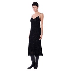 Versace CIRCA Ende der 1990er Jahre Schwarzes florales Paillettenkleid