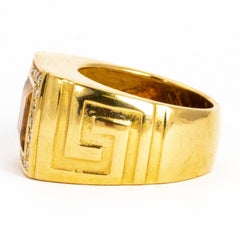 Versace Citrine and Diamond 18 Carat Gold Statement Ring