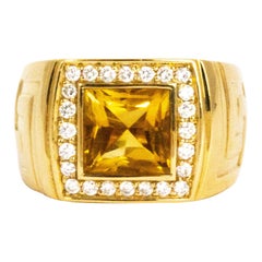 Bague Versace en or 18 carats:: citrine et diamant
