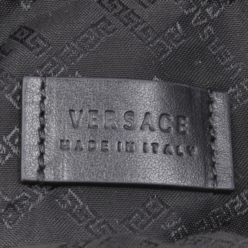 VERSACE Clash Demi Medusa gold silver split black leather neck crossbody bag For Sale 5
