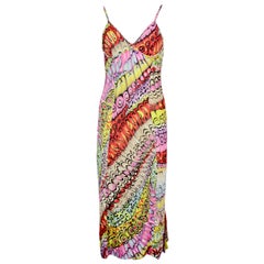 Versace Classic Multicolor Printed Spaghetti Strap Low Back Dress sz 44