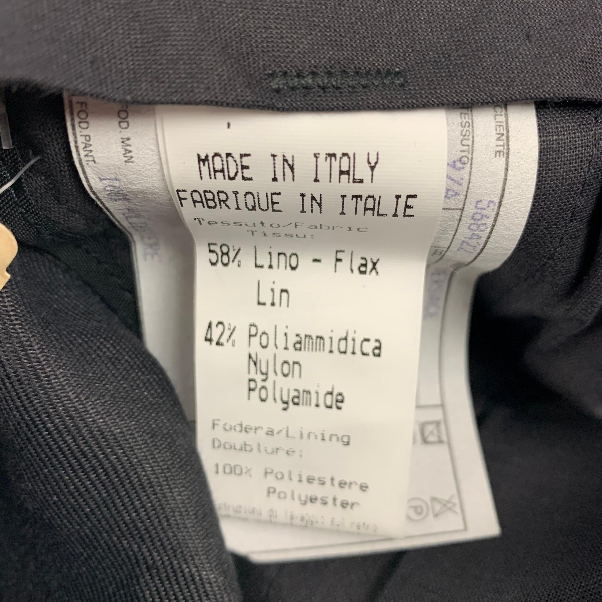 Men's VERSACE CLASSIC Size 32 Black Pleated Linen Nylon High Waisted Dress Pants