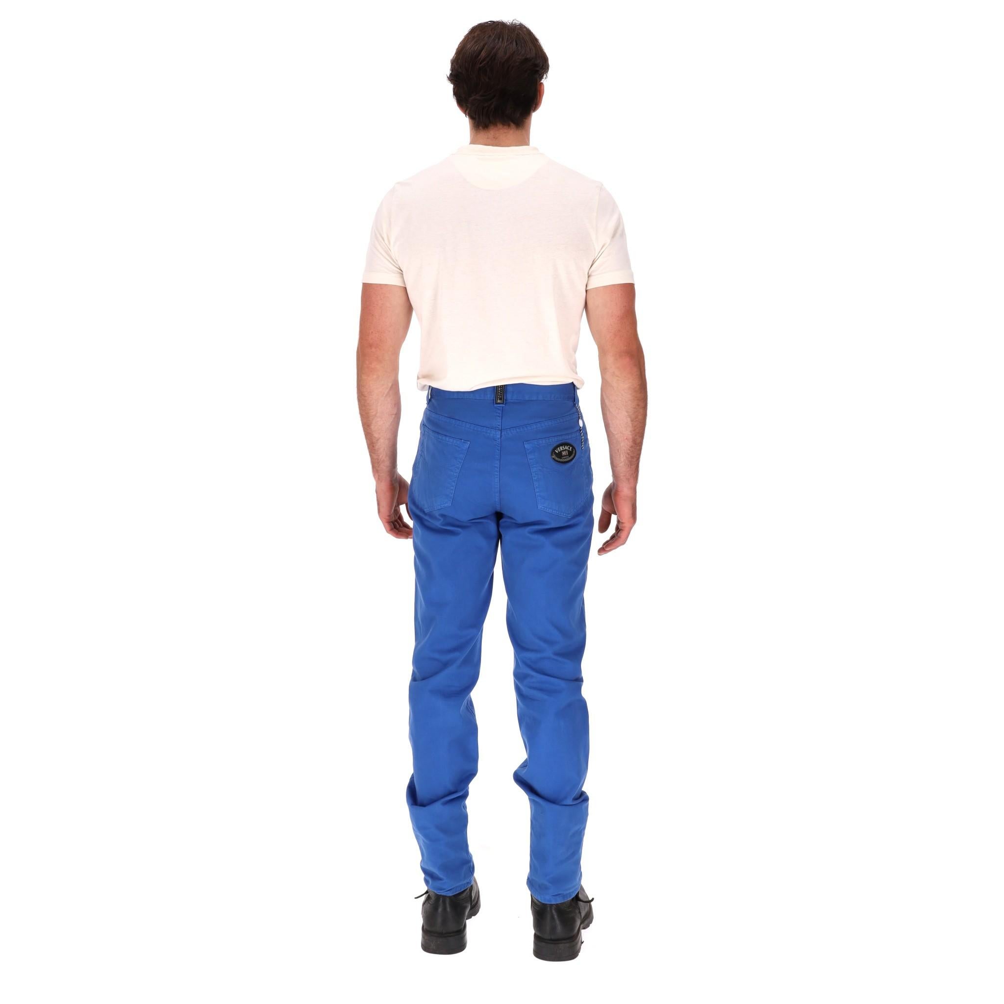 Versace Classic V2 Cotton Denim Trousers In Excellent Condition For Sale In London, GB