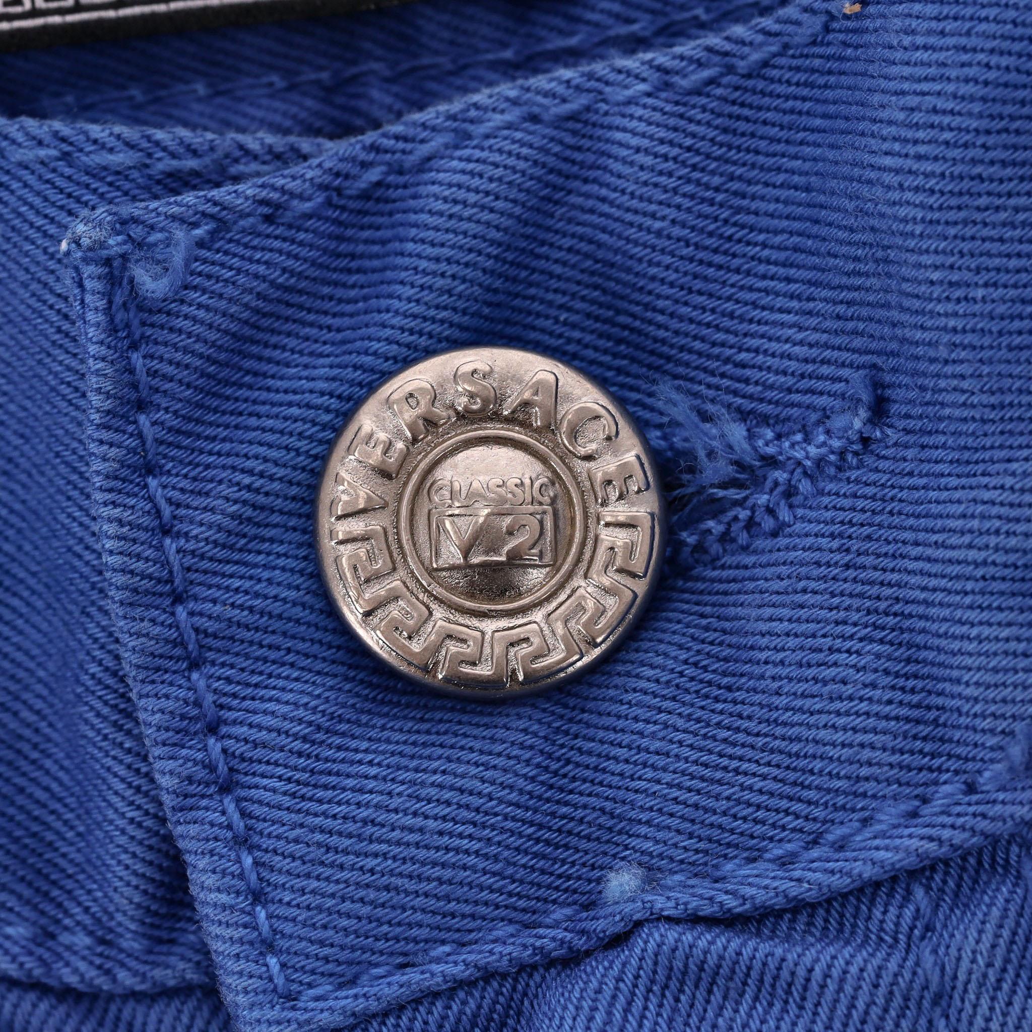 Men's Versace Classic V2 Cotton Denim Trousers For Sale