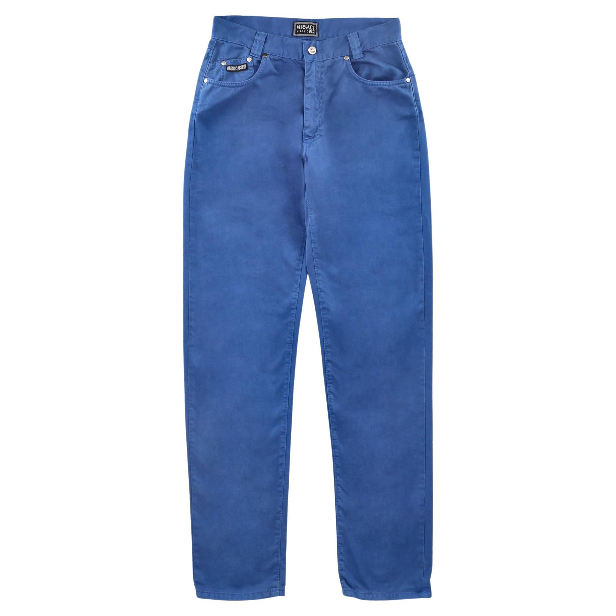Versace Classic V2 Cotton Denim Trousers For Sale