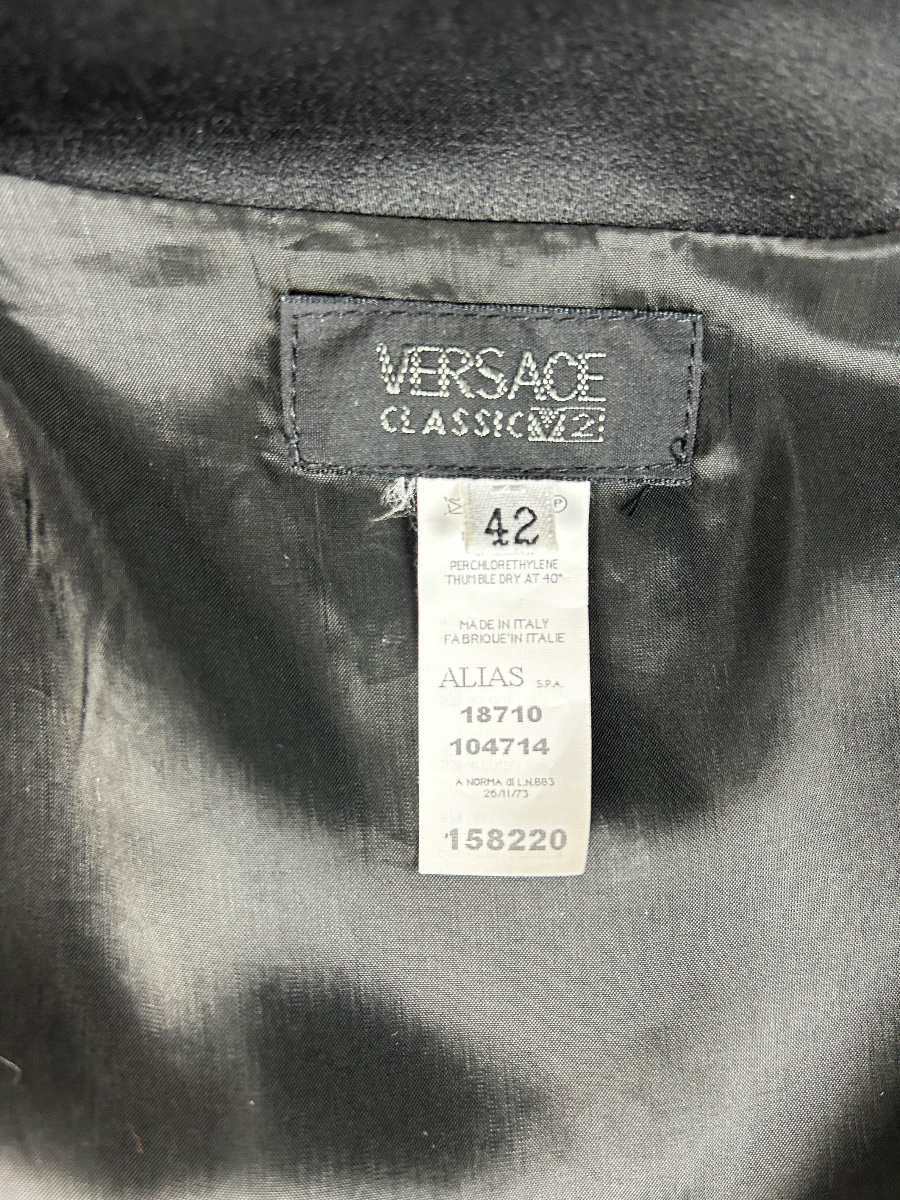 Black Versace Classic V2 Evening Tuxedo Coat - Italy Circa 2000 For Sale