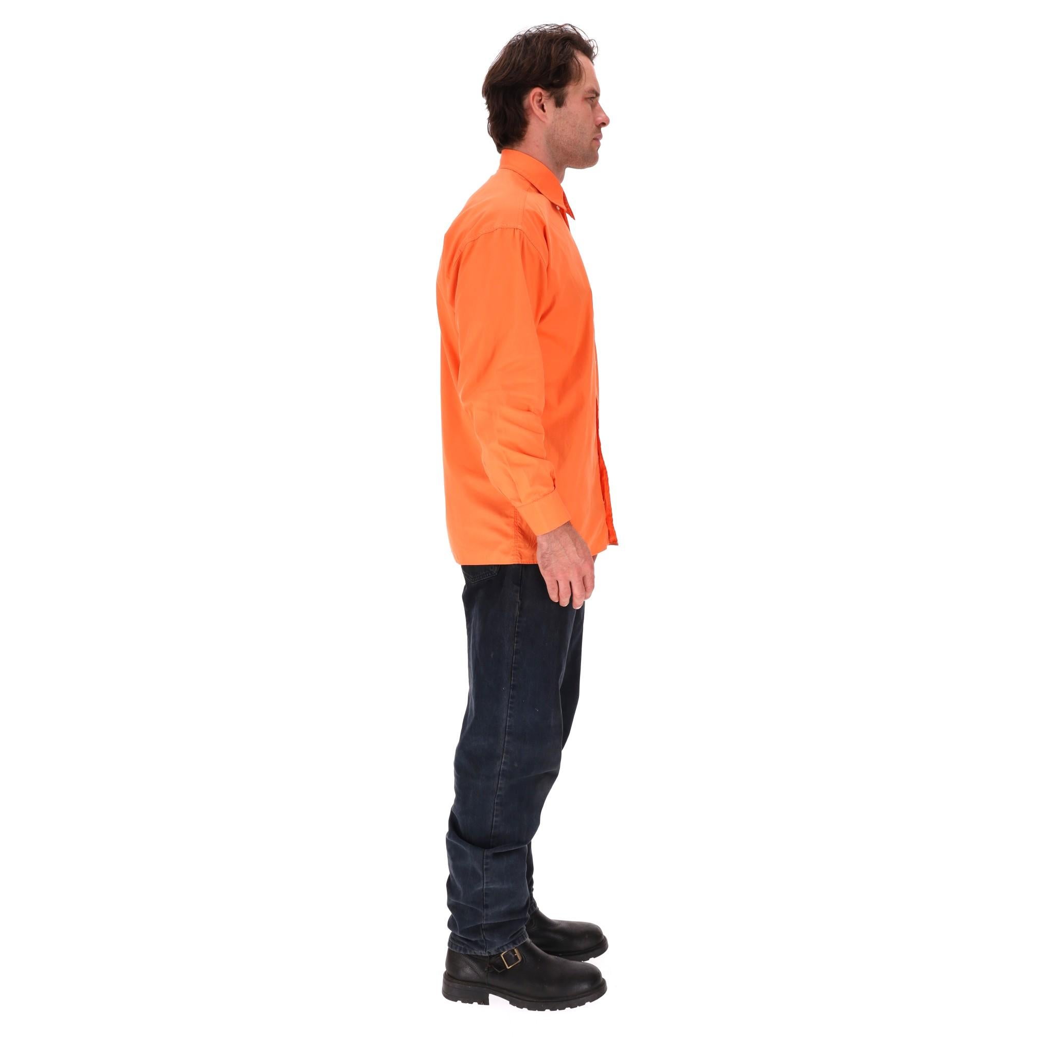 Orange Versace Classic V2 Logo Cotton Shirt For Sale