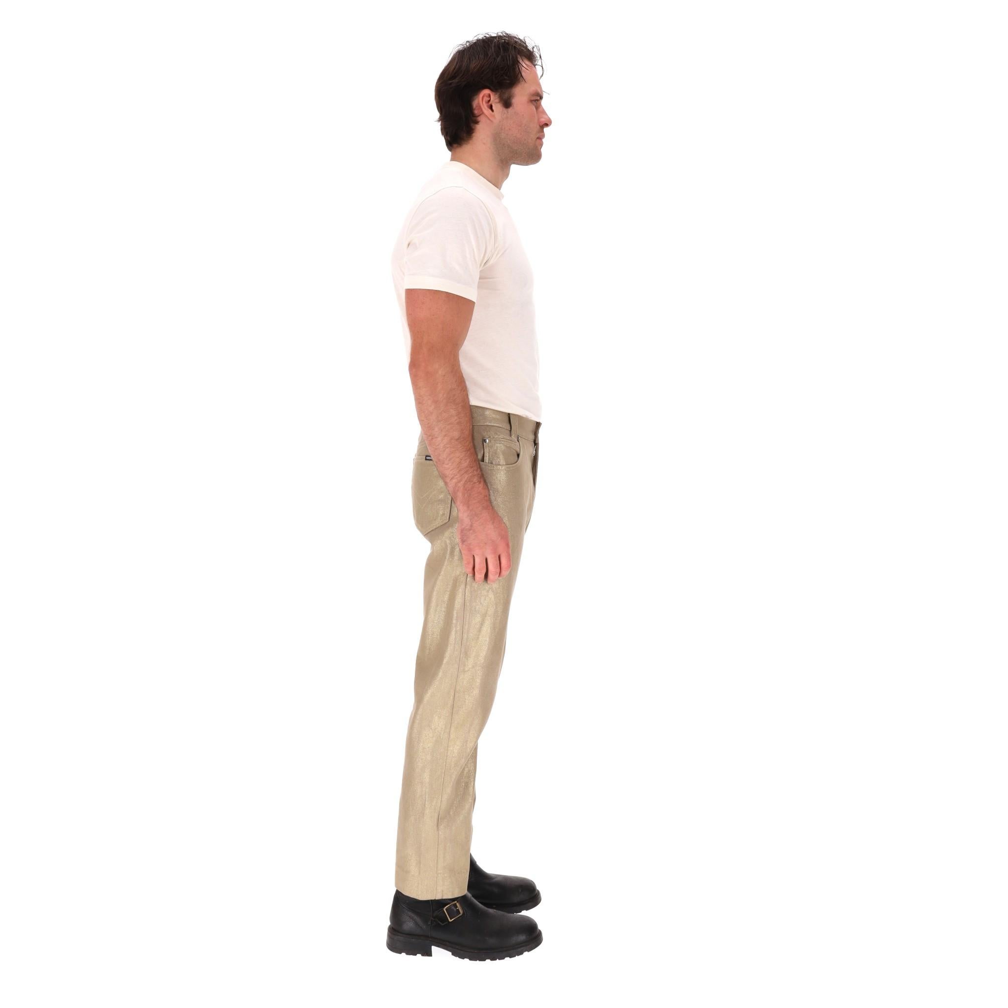 Beige Versace Classic V2 Metallic Denim Trousers For Sale