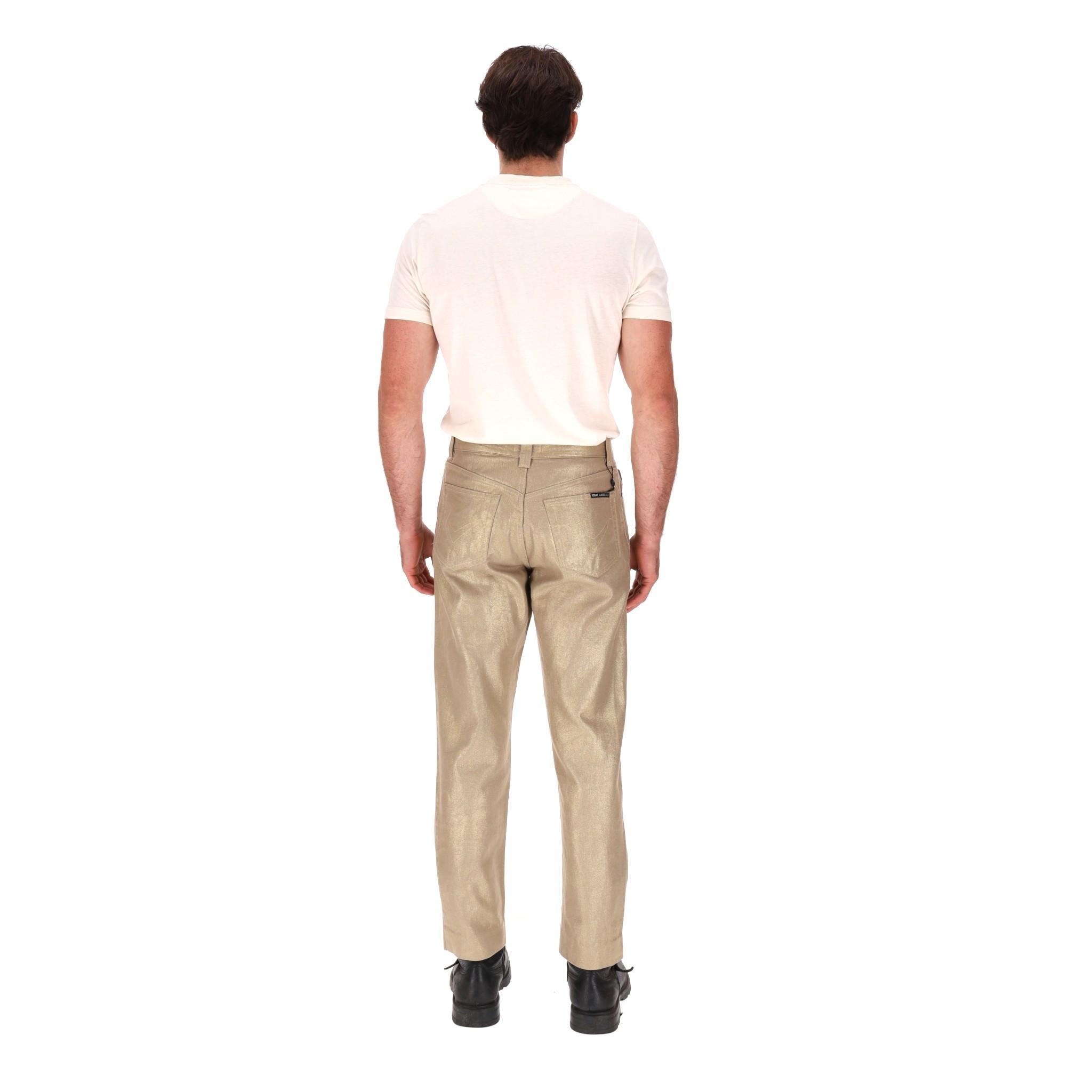 Versace Classic V2 Metallic Denim Trousers In Excellent Condition For Sale In London, GB