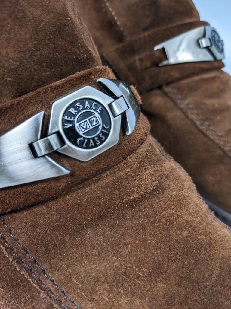 Versace Classic V2 Vintage Mens Brown Suede Chunky Sole  display picture 1