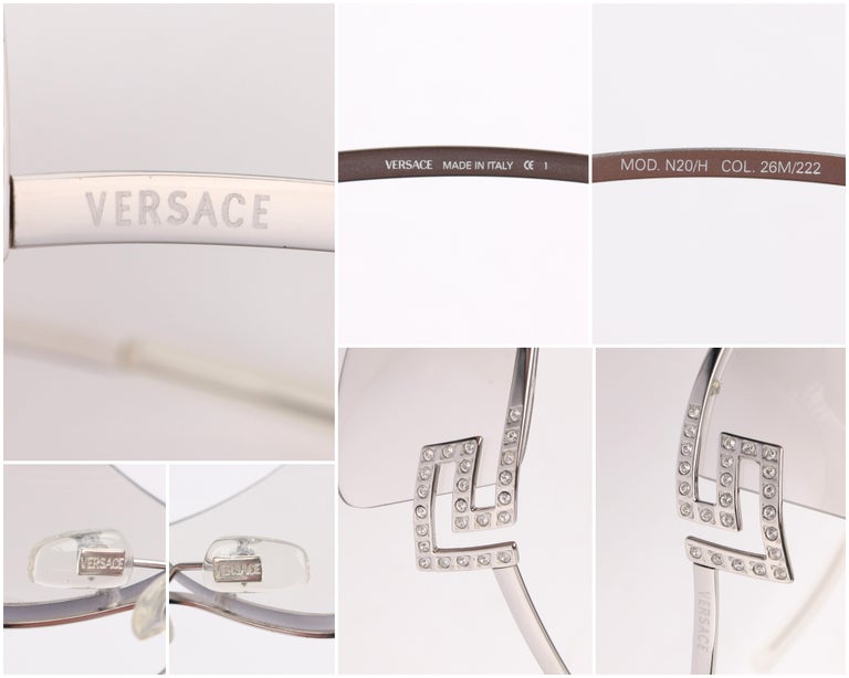 VERSACE Clear Half Rim Crystal Rhinestone Greek Key Sunglasses N20/H at 1stDibs designer clear