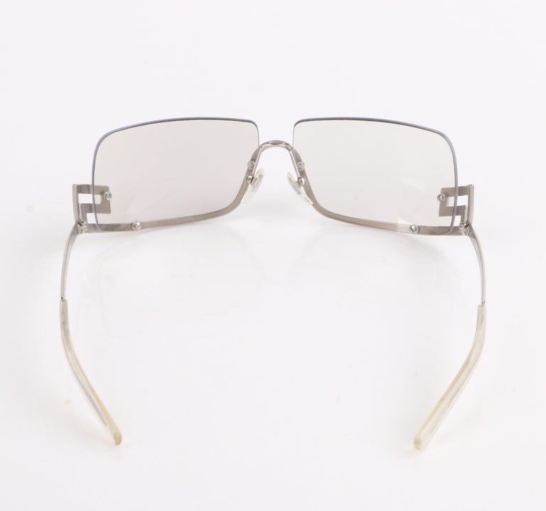 VERSACE Clear Half Rim Crystal Rhinestone Greek Key Sunglasses N20/H at 1stDibs designer clear