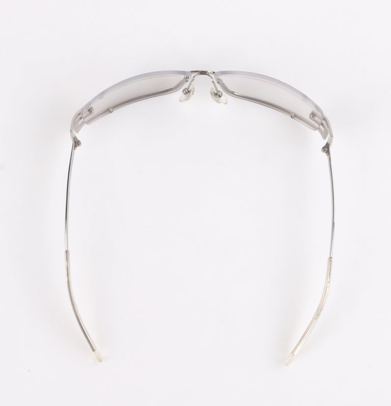 VERSACE Clear Half Rim Crystal Rhinestone Greek Key Sunglasses N20/H at 1stDibs designer clear