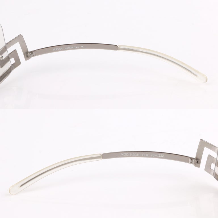 VERSACE Clear Half Rim Crystal Rhinestone Greek Key Sunglasses N20/H at 1stDibs designer clear