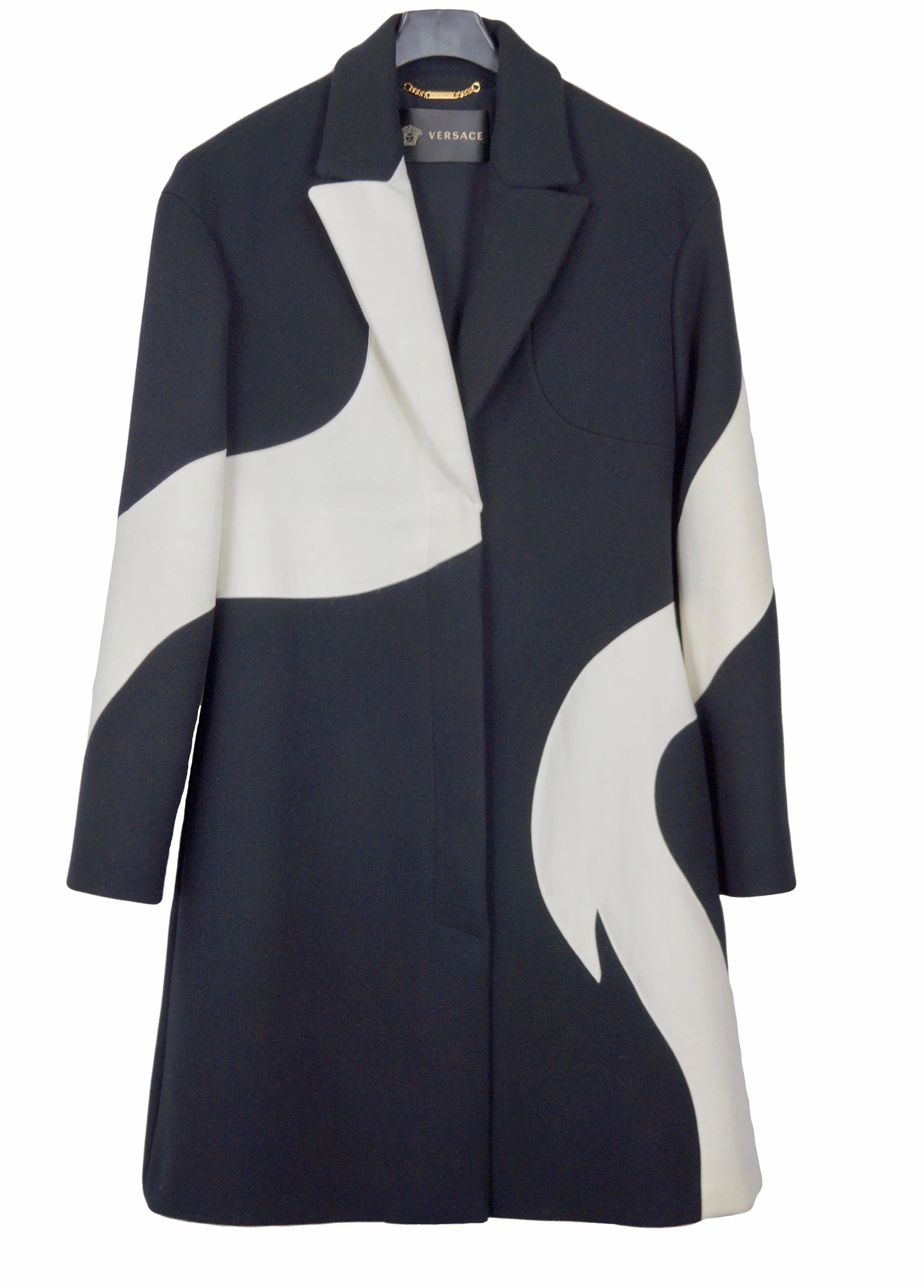 VERSACE coat and dress black and white F/W 2011 For Sale 1