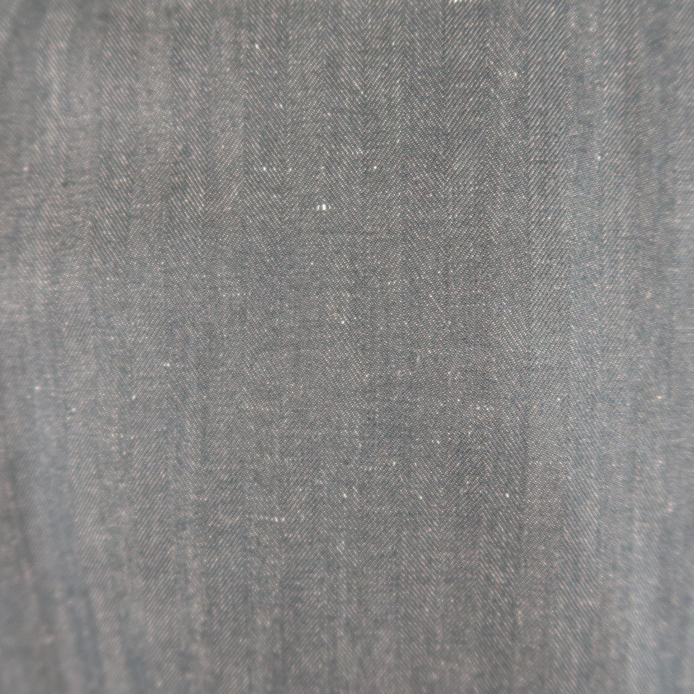 VERSACE COLLECTION 46 Long Indigo Herringbone Cotton / Linen Sport Coat For Sale 2