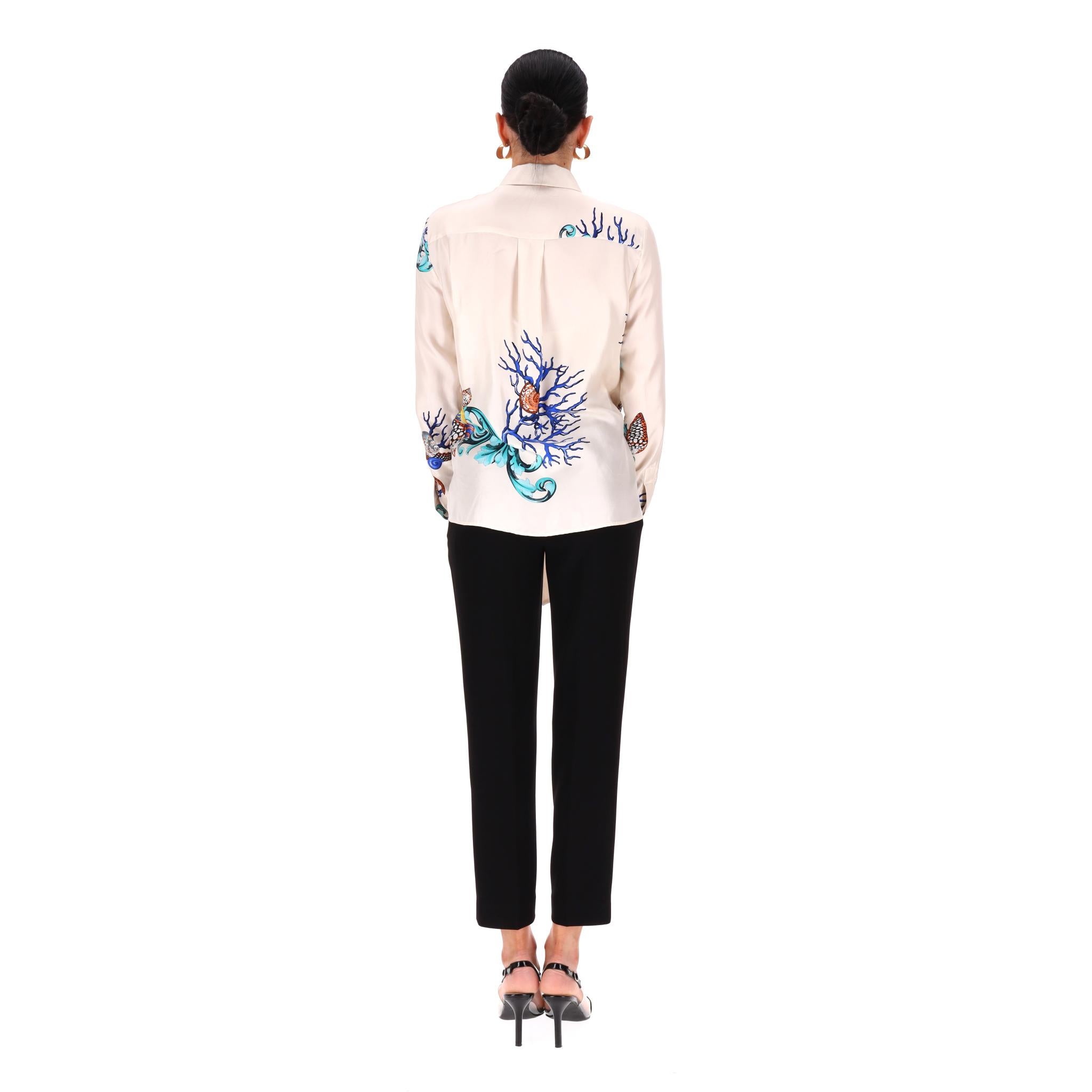 Versace Collection Barocco Meer Seidenhemd im Zustand „Hervorragend“ im Angebot in London, GB