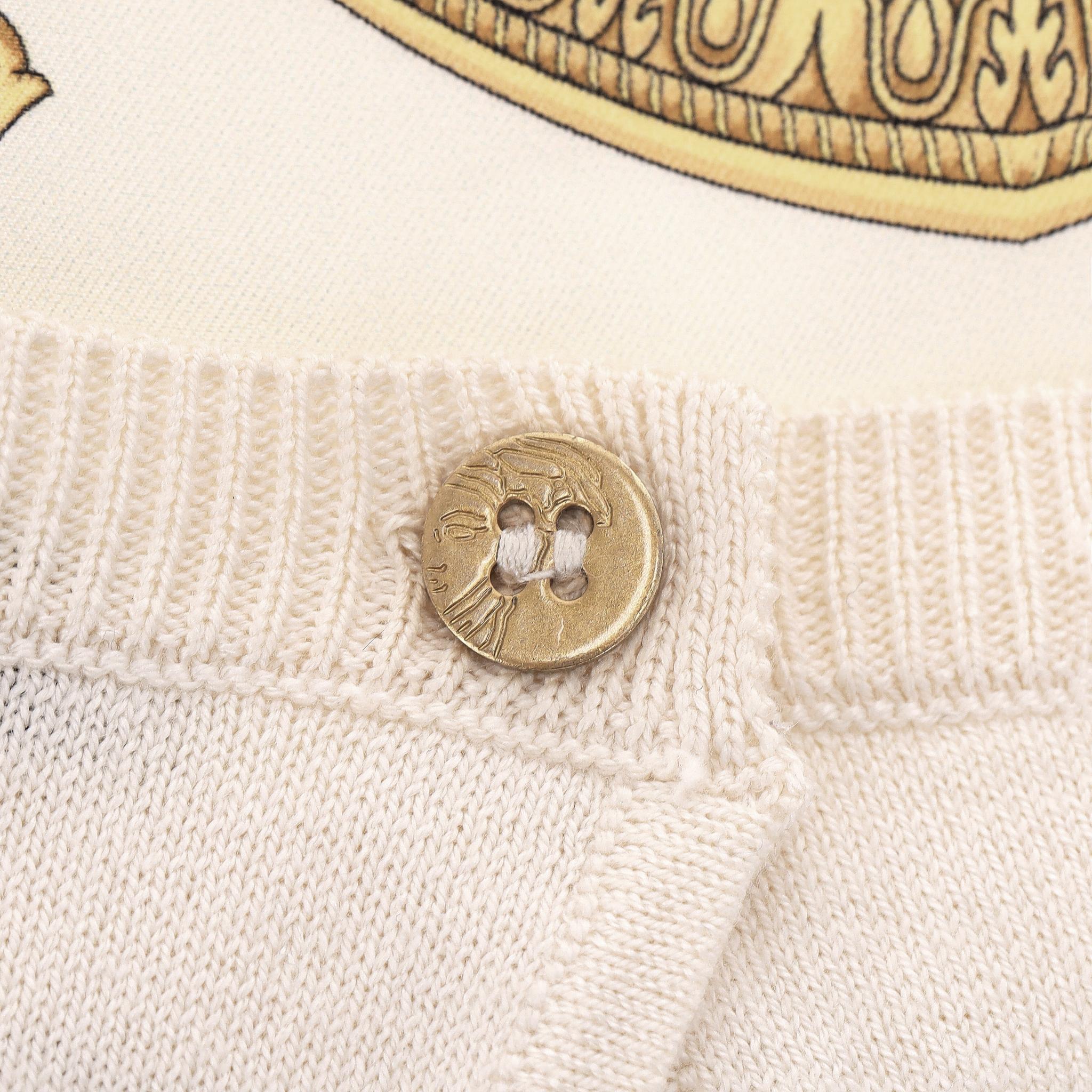 Donna Top in maglia di seta con stampa barocca Versace Collection in vendita