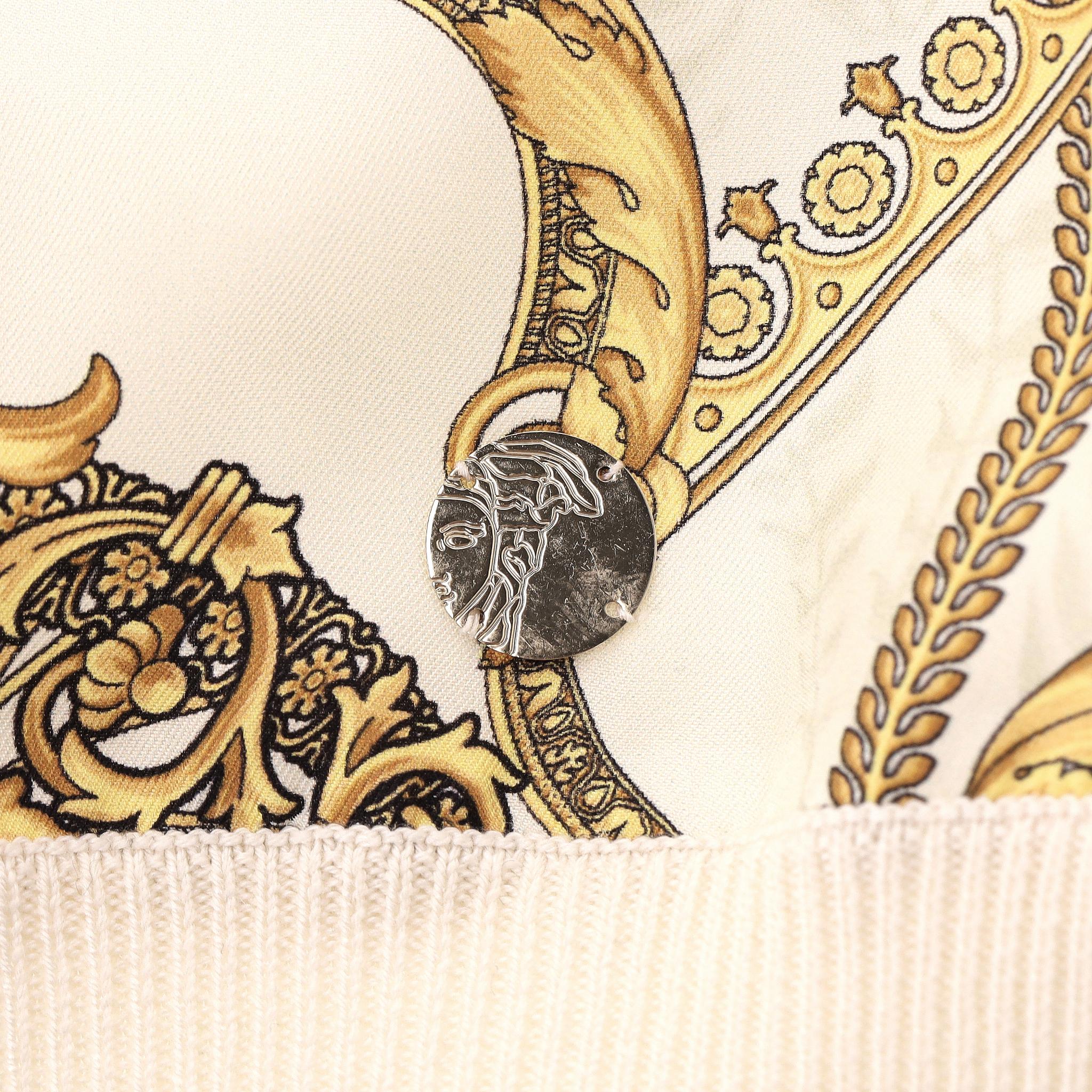 Top in maglia di seta con stampa barocca Versace Collection in vendita 1