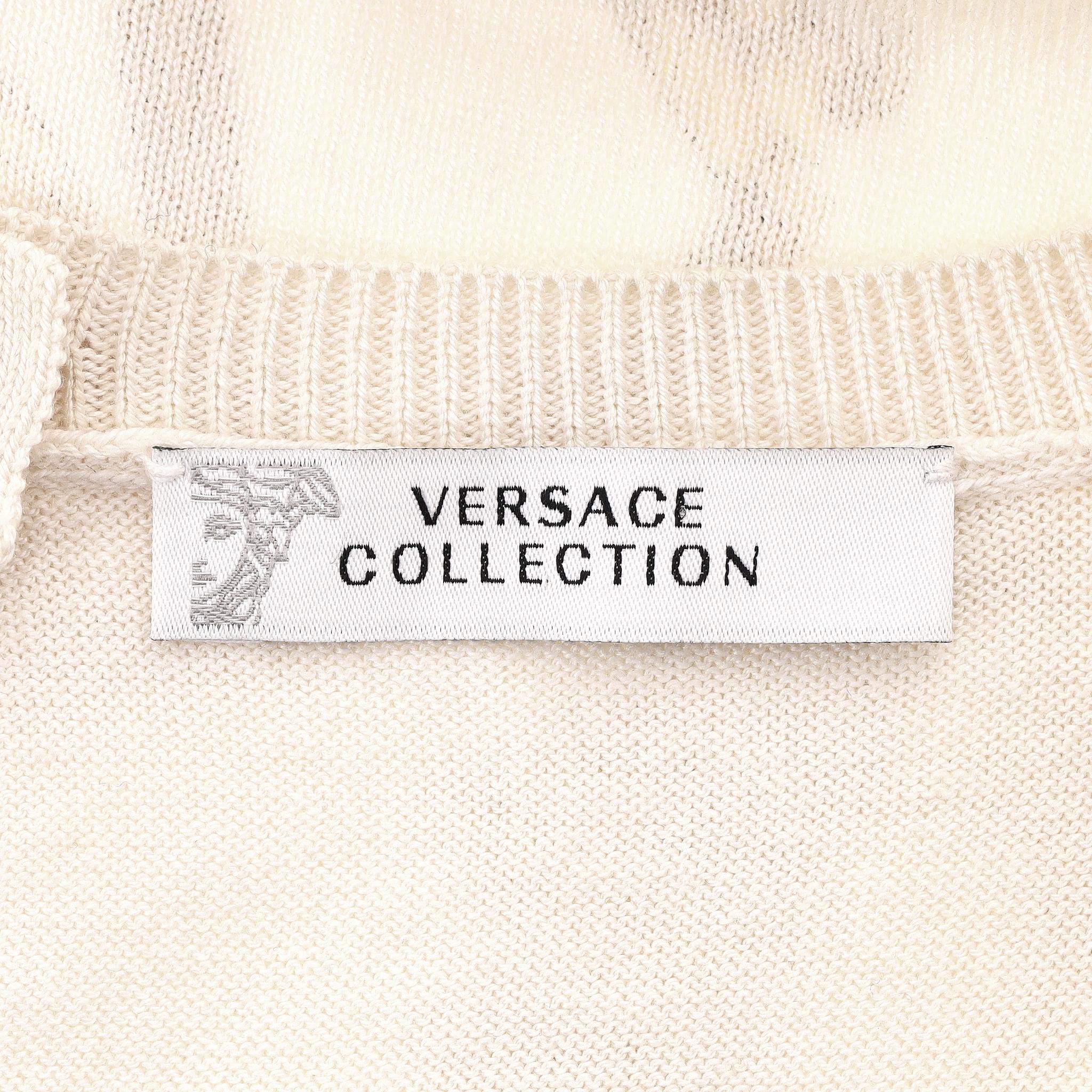 Top in maglia di seta con stampa barocca Versace Collection in vendita 2