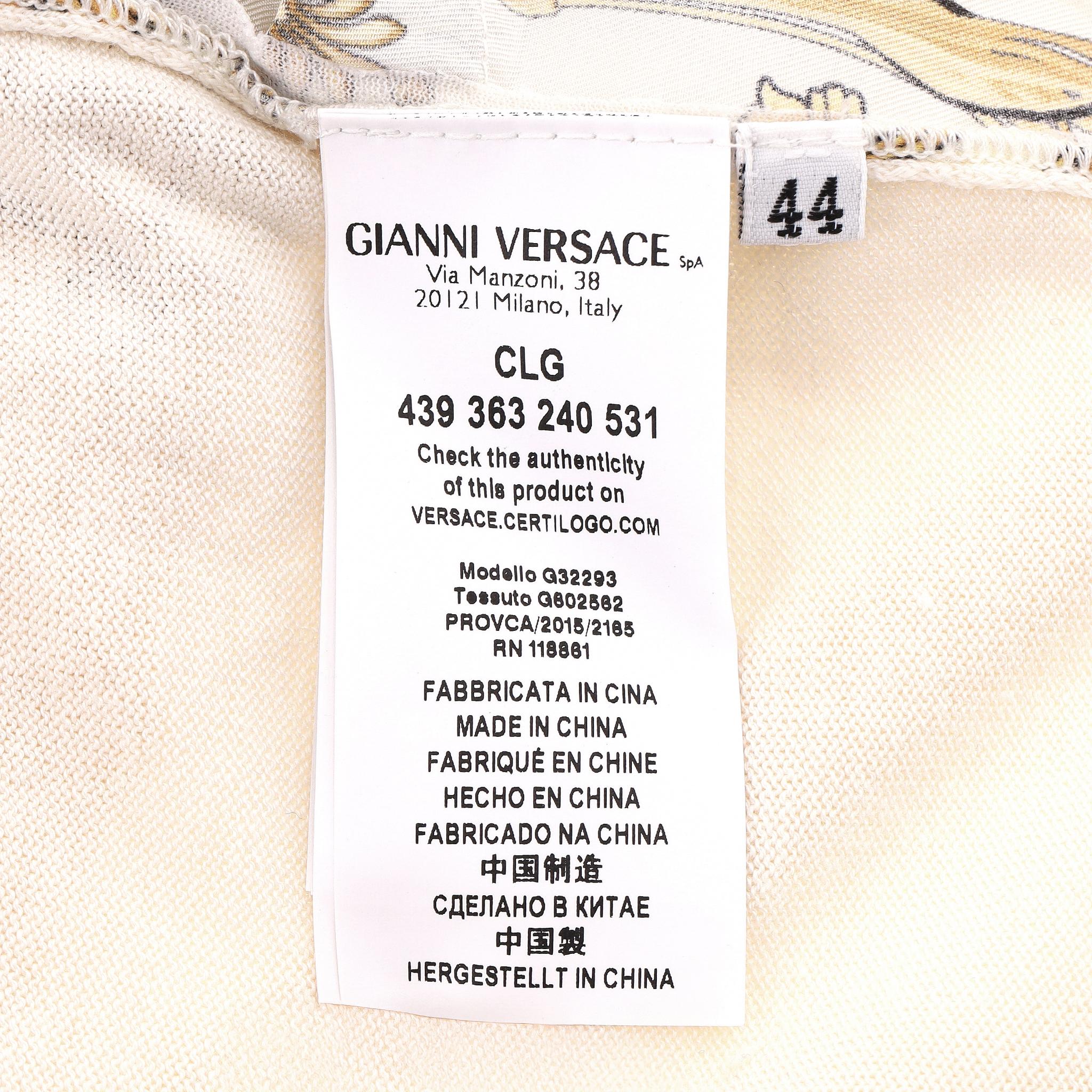 Top in maglia di seta con stampa barocca Versace Collection in vendita 3