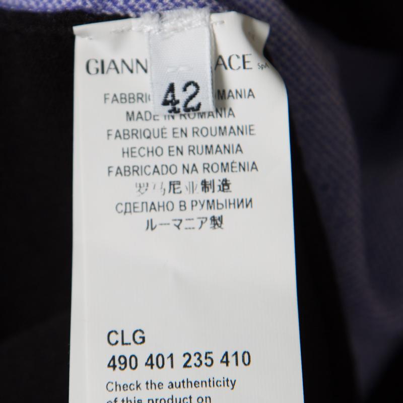 Versace Collection Black and Purple Jacquard Knit Fitted Cap Sleeve Dress M In Good Condition In Dubai, Al Qouz 2