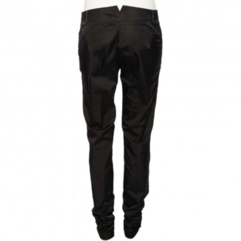 Versace Collection Pantalon à ourlet froncé en coton mélangé noir M. Pour femmes en vente