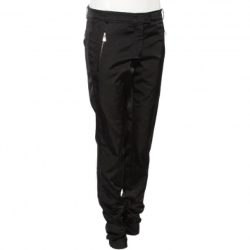 Versace Collection Pantalon à ourlet froncé en coton mélangé noir M. en vente 1
