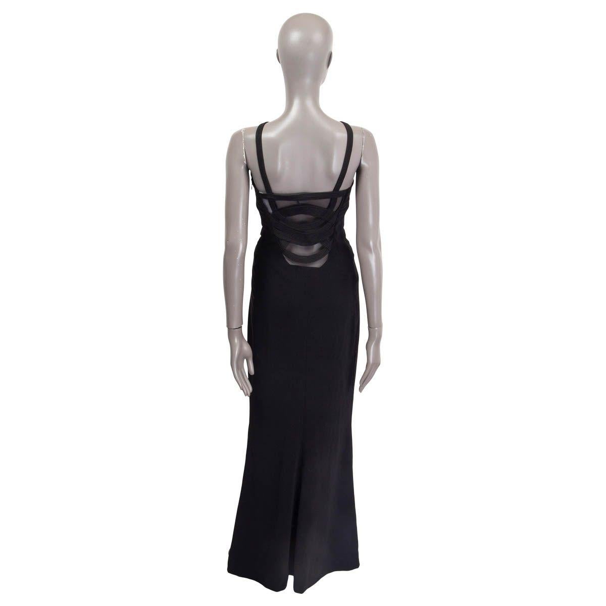 VERSACE COLLECTION black cotton CUT OUT EVENING GOWN Maxi Dress 44 L In Excellent Condition In Zürich, CH