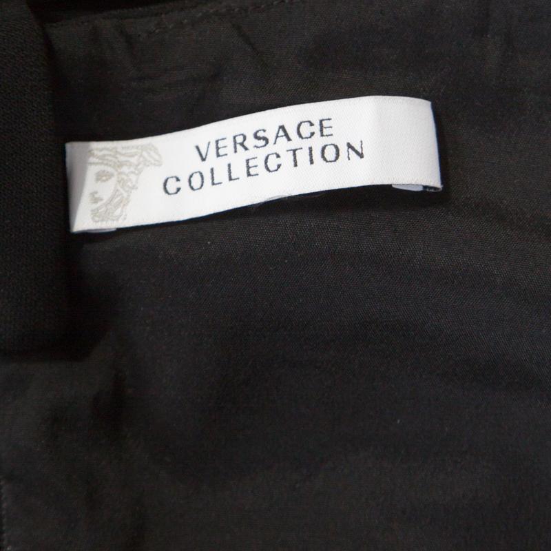 Versace Collection Black Crepe Embellished Plunge Neck Evening Gown XL 1