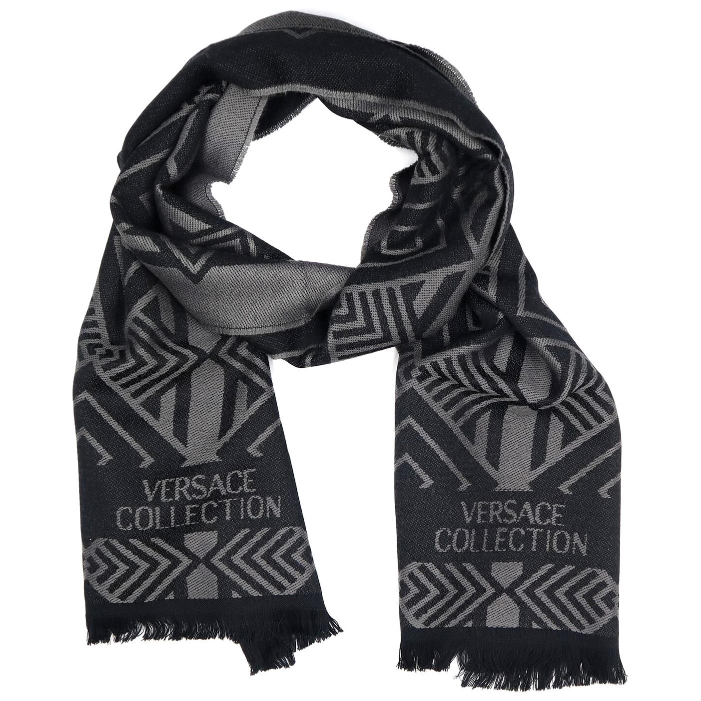Versace Collection Black & Grey Mens Scarf ISC40R1WIT02856I4019 