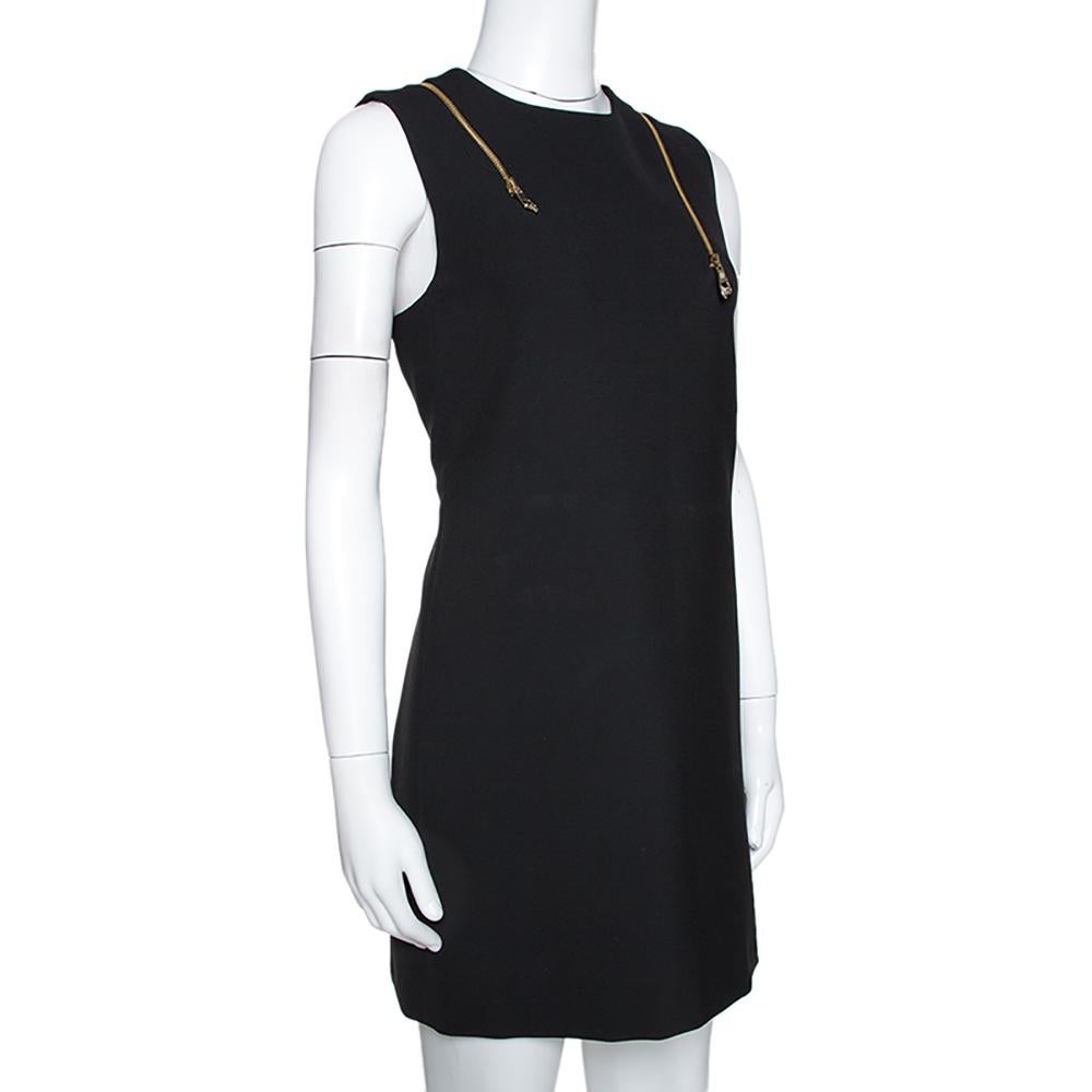 Versace Collection Black Knit Shoulder Zip Detail Sleeveless Dress S In Excellent Condition In Dubai, Al Qouz 2