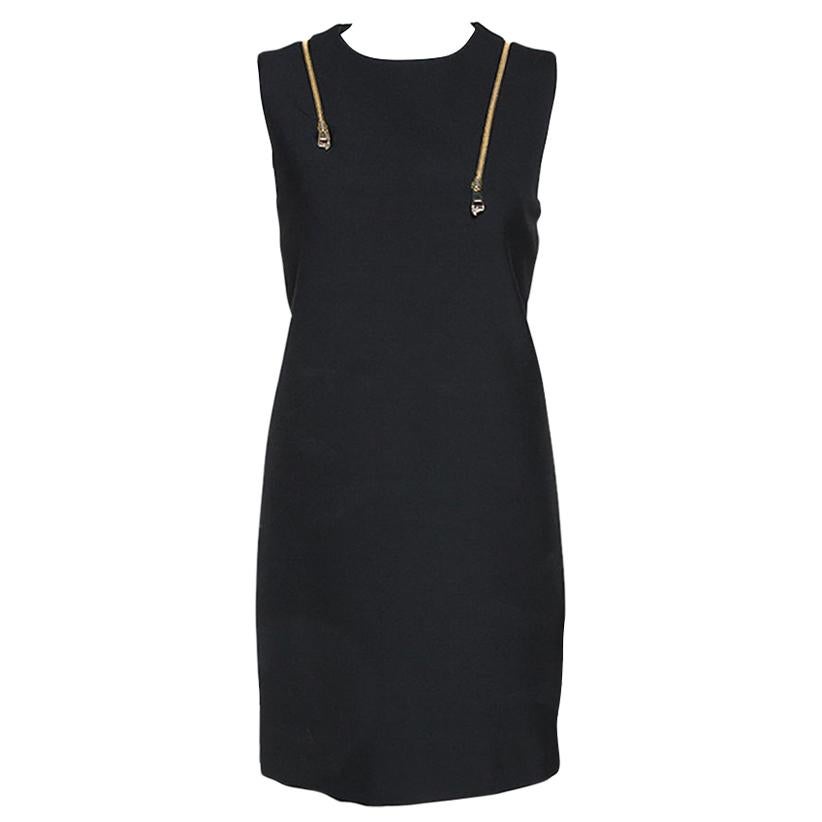 Versace Collection Black Knit Shoulder Zip Detail Sleeveless Dress S